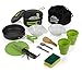 EcoCamp OUTDOOR GEAR Mess Kit (14 Pcs) for Camping w/Cookware Set Plus 2 Utensil Sets, 2 Silicone Cups, Cutting Mat & Dunk Bag Compact, Light & Durable for Military, Backpacking, Hiking|Green (13 Pcs)