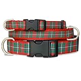 Red Plaid Holiday Dog Collar, Size Large, 1