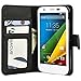 Moto G Case, Abacus24-7 Motorola Moto G Wallet Case, Leather Moto G Flip Cover with Card Holder and Kickstand - Black Flip Case for Motorola Moto G (1st Gen) Phone