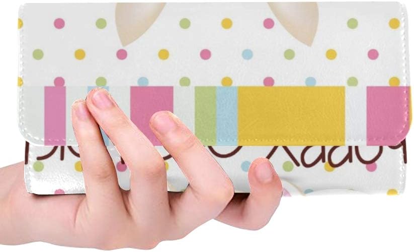 Unique Custom Abstract Happy Easter Special Objects Women Trifold Wallet Long Purse Credit Card Holder Case Handbag