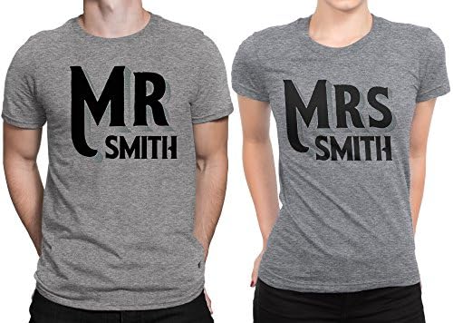 Mr Mrs Customized Lastname Married Couple Matching T-shirt Honeymoon valentines