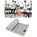 EZOWare Microfiber Towel for Pool, Travel, Beach, Bath, Gym, Camping - Gray and Green Trim/Medium, Super Absorbent Quick Dry with Carry Pouch