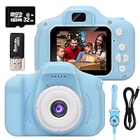 EMISK Kids Digital Camera for Boys and Girls Age 3-10, Toddler Cameras Mini Cartoon Rechargeable Video Camera with 2 Inch IPS Screen and 32GB SD Card Child Camcorder Toy Gift for Kid