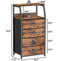 Furnulem Tall 4 Drawers Dresser, Vertical Storage