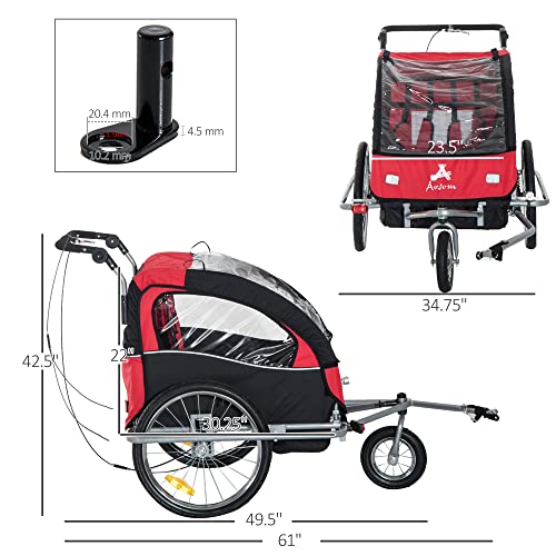 Aosom Elite 360 Swivel Bike Trailer for Kids Double Child TwoWheel