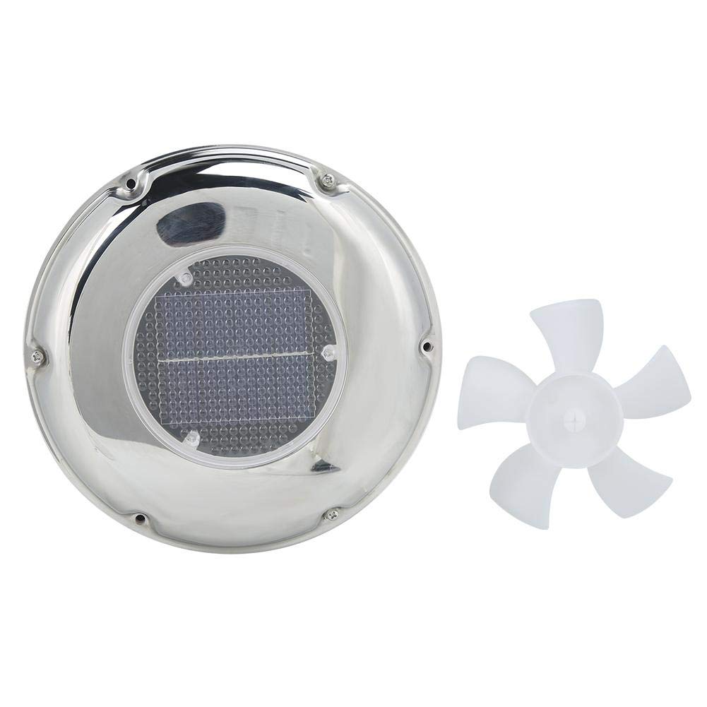 EBTOOLS Solar Ventilation Fan,Stainless Steel Boat Exhaust Fan Solar Powered Ventilation Vent Fan