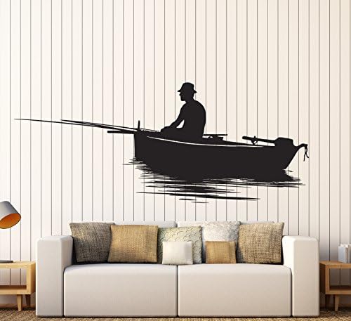 Vinyl Decal Wall Sticker Fish Relaxing Lake Fishing Garage Man Cave Decor (z1278) M 15.5 in X 35 in