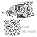 Feramox Sterling Silver Round Cubic Zirconia Studs Simulated Birthstone Stud Earrings for Women