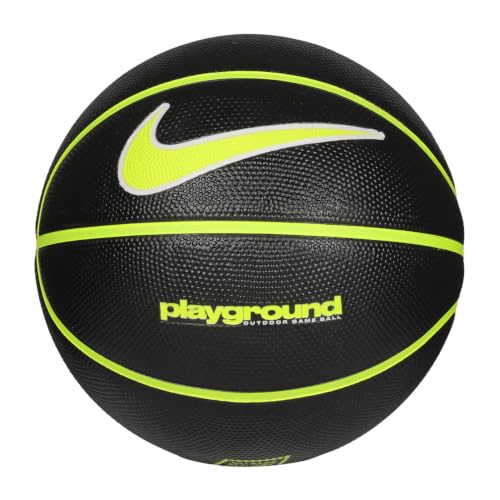 Nike Everyday Playground Basketball 8P – Outdoor Street Basketball Ball – Durable Recreational Basketball – Delivered Deflated, Black/Volt/White/Volt, 7