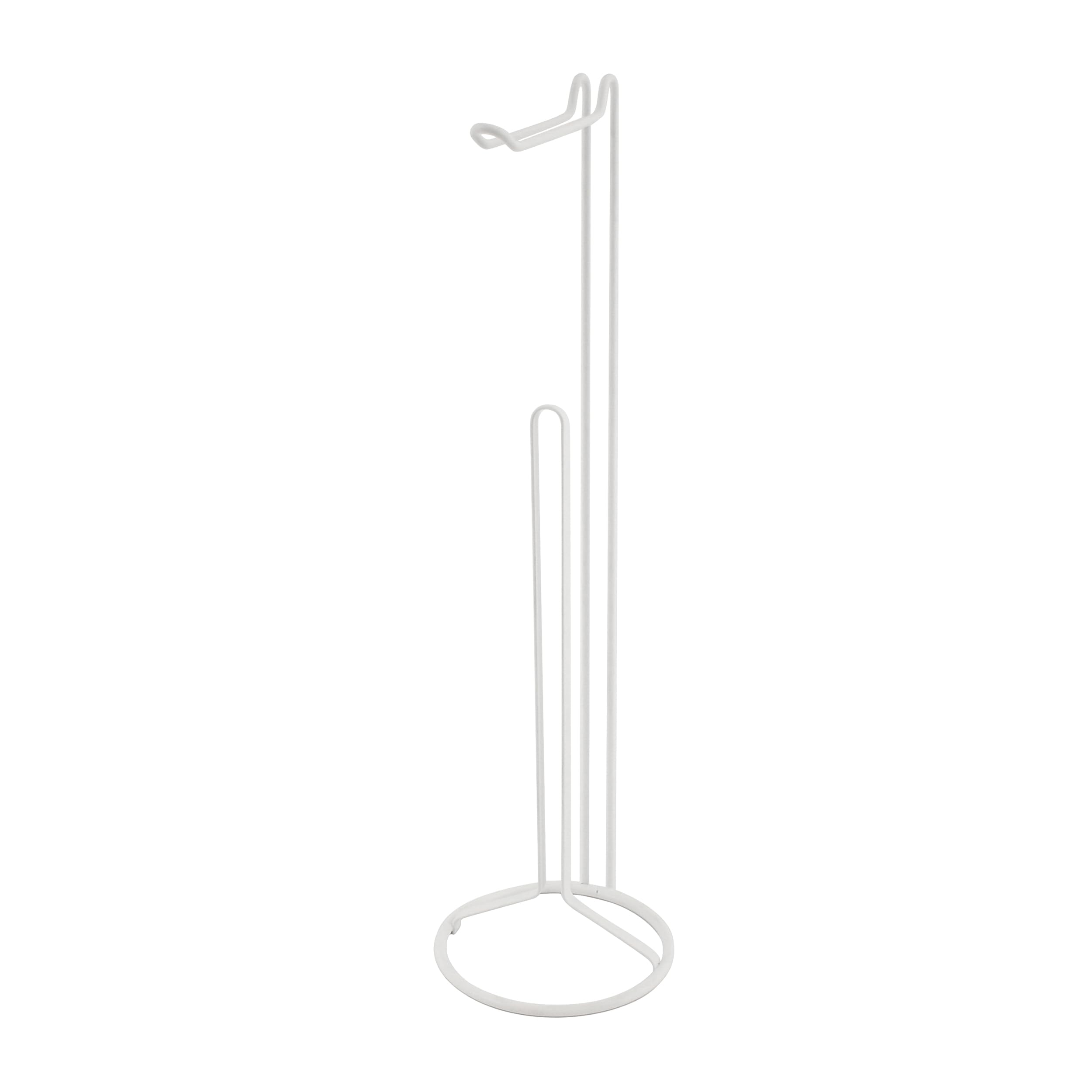MSV Elegant Standing Toilet Roll Holder - W x H x D: 15 x 54 x 15 cm, White Matt