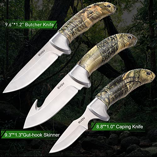 GVDV Hunting Knife Set 14 Pieces, Deer Hunting Gear Butcher Game