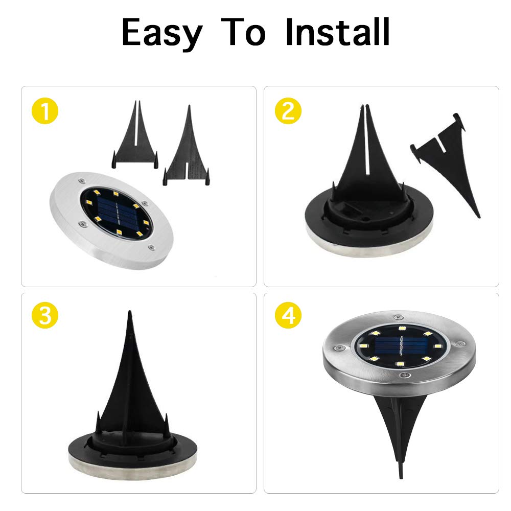 Solar Garden Lights,8LED Outdoor Lights for Yard Pathway Walkway - Warm White (4 Pack)