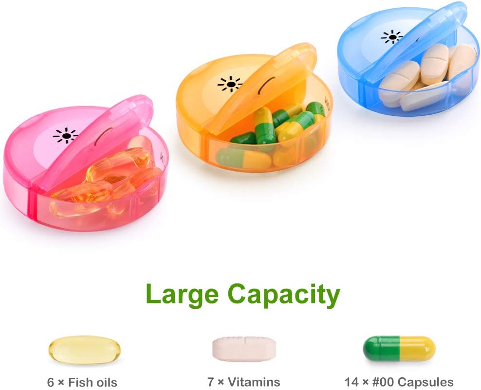 Weekly Pill Organizer 7 Day 2 Times a Day, Sukuos Large Daily Pill Cases for Pills/Vitamin/Fish Oil/Supplements - Rainbow Colors (Black Box): Health & Personal Care
