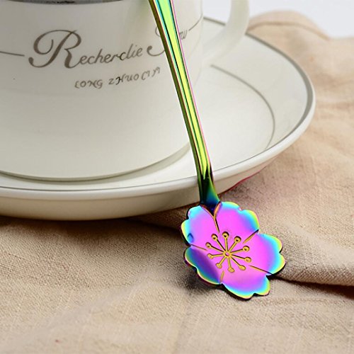 image for Qisc Home & Equipment Set of 8 Flower Coffee Spoon Tea Spoon Dessert S
