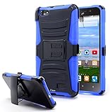 Huawei Raven LTE Case, Huawei Raven LTE Holster Case, Nagebee - Huawei Raven LTE H892L Heavy Duty Hybrid Armor Dual Layer Rhino Kickstand Belt Clip Holster Combo Rugged Case for Huawei Raven LTE H892L (Holster Blue)