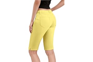 Hybrid & Company Womens Ultra Comfy Butt Lift Stretch Bermuda City Shorts with Pockets