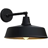 JOESA Large 15 inch Outdoor gooseneck barn Light, Classic Farmhouse Rural Wall Mounted Straight arm gooseneck Light Fixture, 