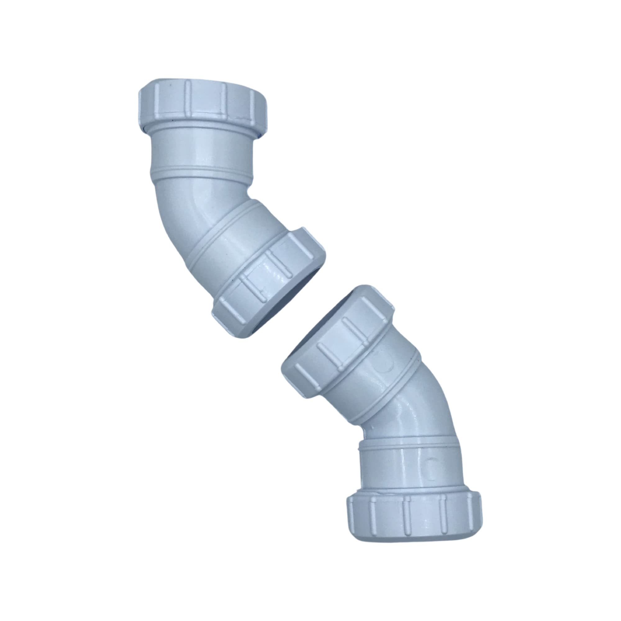 Compression 40mm Waste Pipe 45 Degree Bend - Pack of 2