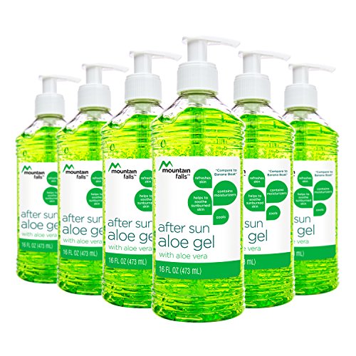Mountain Falls After Sun Aloe Gel with Aloe Vera, Compare to Banana Boat, 16 Fluid Ounce (Pack of 6)