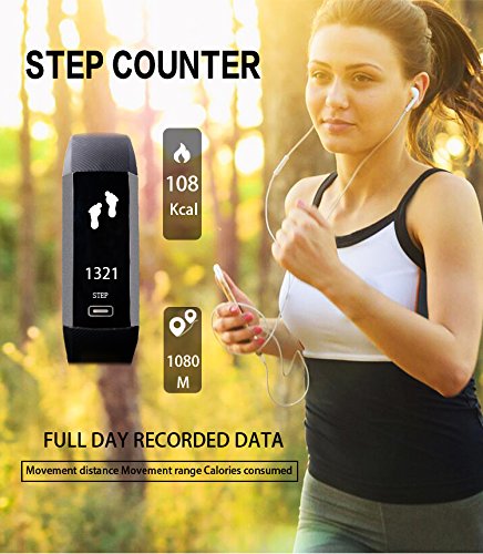 Smart Fitness Tracker,Bluetooth Smart Watch with Blood Pressure Heart Rate Sleep Pedometer Camera Remote Shoot Blood Oxygen Monitor R5 Smart Wristband Bracelet for Andriod and iOS Phone