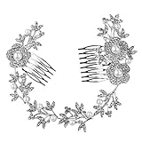 Tinksky Wedding Bridal Headpiece Hair Comb Pearl Crystal Flower Leaf Hair Clip Side Comb Pin Valentine's Day gift for women girls
