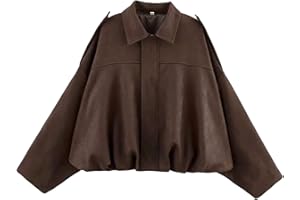 Bnigung Womens Faux Suede Bomber Jacket Casual Lapel Pilot Cropped Coat Oversized Motorcycle Jackets 2025 Outerwear