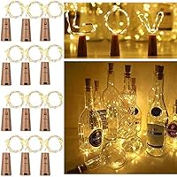 Unihoh Cork Lights for Wine Bottle, Warm White 10 Pack Battery Operated Led Wine Cork Lights Silver Copper Wire Cork Fairy Lights for DIY, Party, Decor, Christmas, Wedding