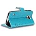Galaxy S5 Case, Premiun Wallet Leather Credit Card Holder Butterfly Flower Pattern Flip Folio Stand Case for Samsung Galaxy S5 NEO With a Wrist Strap (Blue)