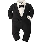 Abolai Baby Boys' Tie Striped Vest Gentleman One-Piece Romper Wedding Outfit