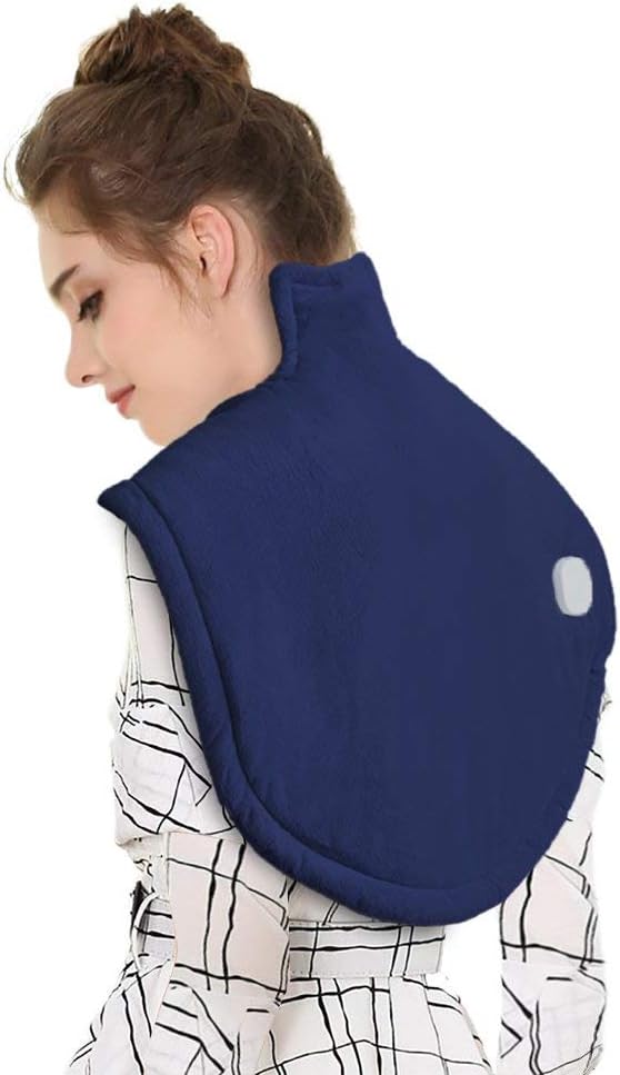 Extra Large Heating Pad for Back Neck and Shoulder, Electric Heating Wrap with Fast Heating Technology, Auto Shut Off, 6 Temperature Settings, (25" x 26") Blue by Sunbag