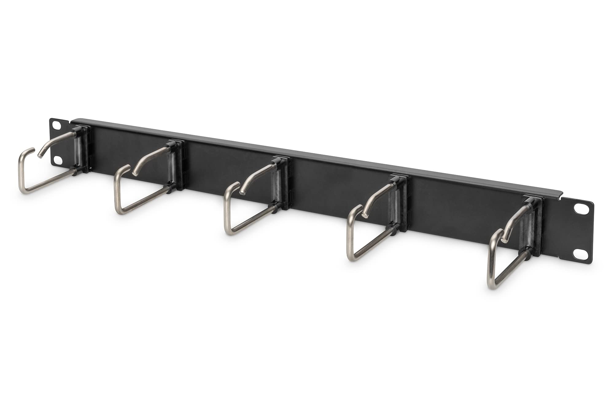 DIGITUS cable management panel - 1U - 5 guide brackets 40 x 75 mm -19-inch - for network cabinets & network cables - Black