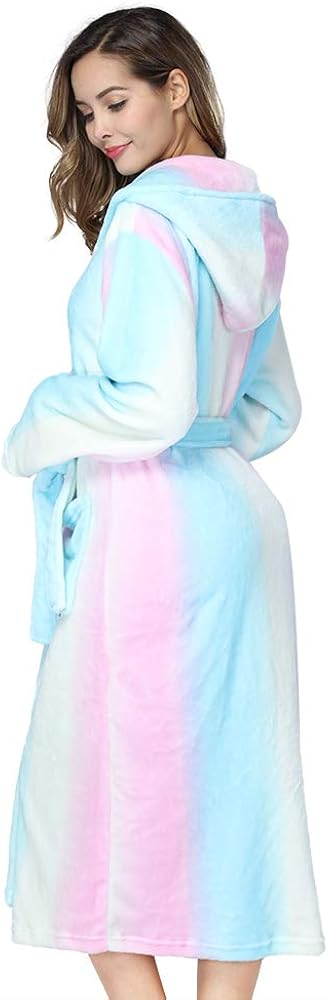 RONGTAI Fleece Womens Robe Lightweight Soft Plush Warm Bathrobes with Hood at  Women’s Clothing store