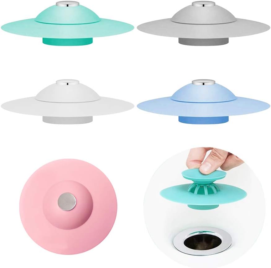 ANNVCHI Bath Plug, Sink Strainer, 6 Piece Universal Drain Plug, Plug Hole Hair Catcher, Kitchen Sink Plug, 2-in-1Multifunction Shower Hair Strainer Sink Stopper (Multiple Colors)