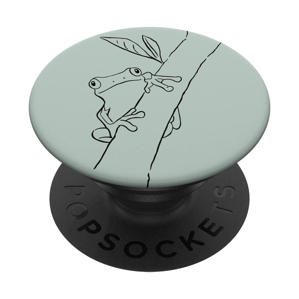 Abstract Sage Green Pastel Frog Cottagecore Line Art Frog PopSockets Swappable PopGrip