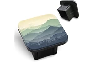 Tnomchey Mountain Hitch Covers Landscape Nature Tree Hill Scenic Silhouette Fog Ridge Black Square Towing Hitch Covers 2” Heavy Duty Trailer Hitch Tube Cover Plug Cap Rubber for Most Vehicles SUV