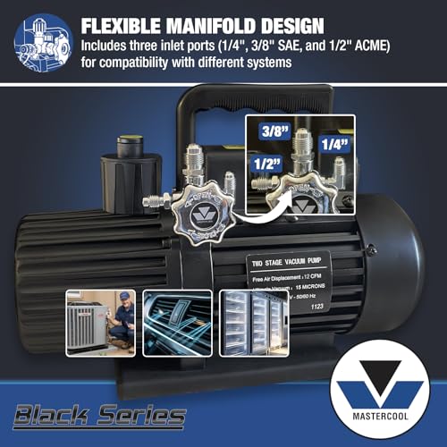 Mastercool 90612-2V-110-BL Black Series 12 CFM Two Stage Vacuum Pump photo 10