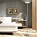 Finether 18W LED Floor Lamps Adjustable Table Lamp Dimmable Torchiere Lamp with 3W 360-degree Task Lamp Reading Light, Silver