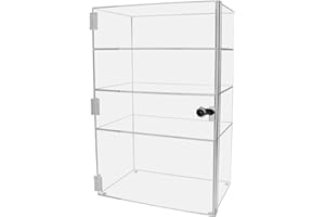 Marketing Holders Clear Lucite Locking Cabinet Free Standing 12" x 9.5" x 19" Acrylic Display with Cam Lock and Keys Multi Shelf Display Case for Retail Products Convenient Stores Beauty Salon