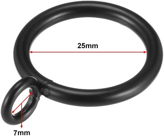 Sourcingmap Curtain Rings Metal 1 Inch Inner Dia Drapery Ring for Curtain Rods Black 24 Pcs - Image 3