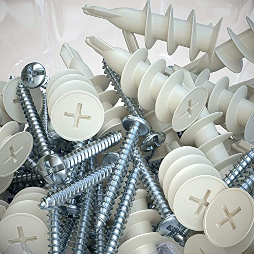 10 Premium Nylon Plastic Self Drilling Drywall Anchors with Screws Up