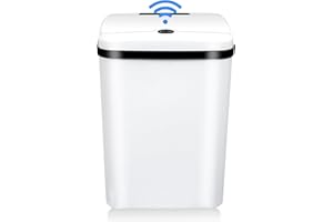 HITISPACE 3.4 Gallon Touchless Motion Sensor Trash Can, White, Plastic