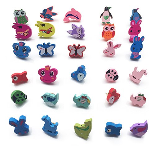 Toosunny 30 Pcs Decorative Thumbtacks Lovely Animal Shape PushPins Cartoon Drawing Pins for Feature Wall, Whiteboard, Corkboard, Photo Wall - Thumbnail 6