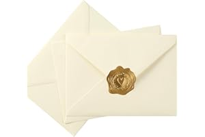 Toperd 50 Pack A6 Envelopes for 4 x 6 Greeting Cards, Birthday Party, Photos, Baby Shower and Wedding Invitation Cards, 6 1/2 x 4 3/4 Inches (Cream Color)