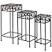 Giantex Set of 3 Metal Plant Stand, 3 Pieces Flower Pot Holder Rack with Ceramic Beads Design, Irons Planter Supports Display End Table for Home Patio Garden (Square)