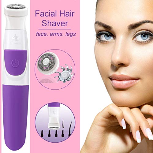 Bikini Trimmer for Women Electric Facial Hair Shaver 2 In 1 Ladies Hair Foil Shaver Razor Cordless Painless Hair Removal Groomer for Face/Underarm/Arms/Legs/Bikini Area - Wet & Dry Use (Purple)