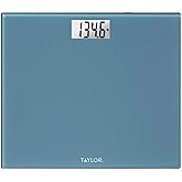 Taylor Digital Scale, Extra-Wide 13x15 Glass Platform, Slate Blue | Sleek tempered glass platform, instant-read display, spa-inspired finish
