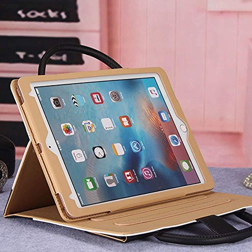 2018 iPad 6th Generation Case,elecfan PU Leather Handbag Smart Stand Case Auto Wake/Sleep Feature with Wallet File Pocket for Apple 2017&2018 iPad 9.7 - Black