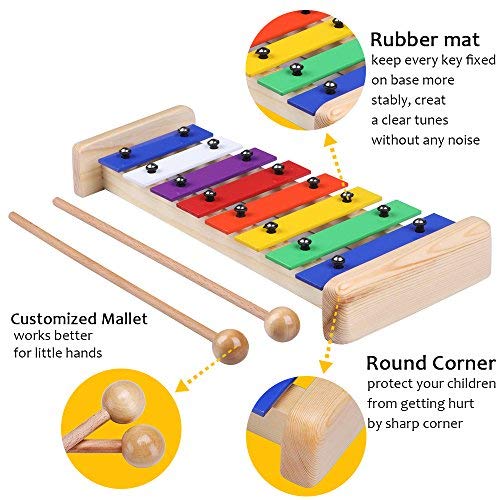 Smarkids Wooden Xylophone for Kids & Harmonica Set Professional Kids