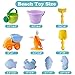 Beach Toys Set for Kids Toddlers Baby Sand Toys for Girls Boys, Soft 10 Pieces Pool Toy Set with Mesh Bag Truck Bucket Watering Can Water Whee Shovels Rakes,Fish Crab Sand Molds (10 Pieces Beach Toy)