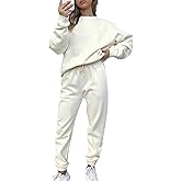 amropi Women's Pullover Tracksuit Fleece Sweatshirt Jogging Pants 2 Pieces Sweatsuits